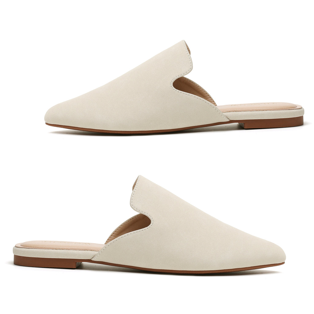 TILOCOW WOMEN BEIGE FLAT MULES