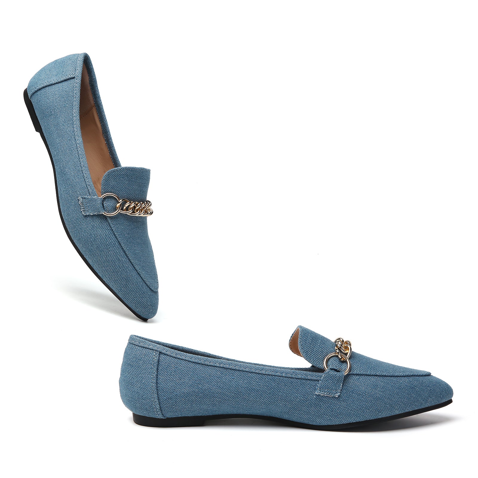 TILOCOW WOMEN DENIM BLUE FLAT LOAFERS