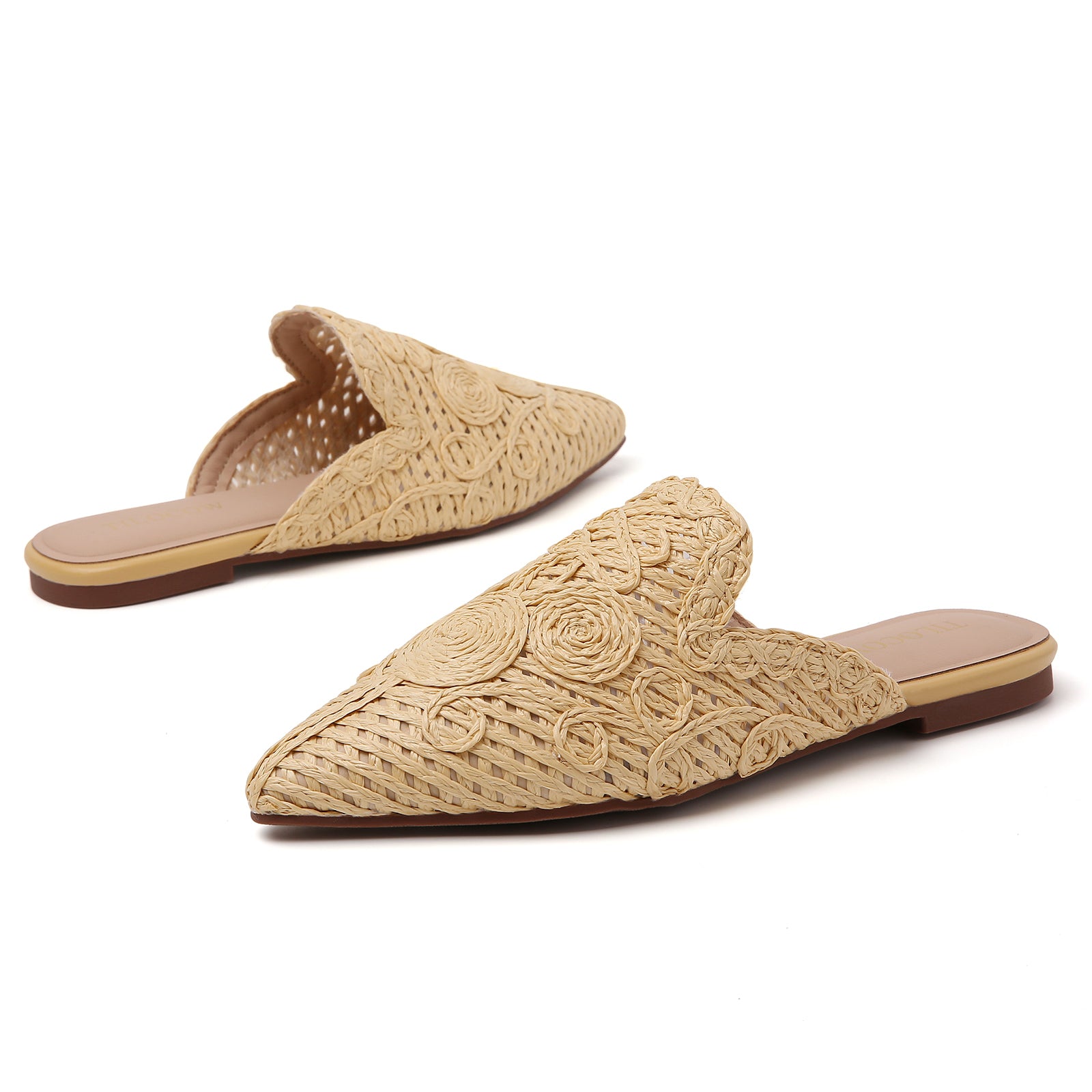 TILOCOW WOMEN YELLOW LINE FLOWER FLAT MULES