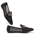 TILOCOW WOMEN BLACK LACE FLAT LOAFERS