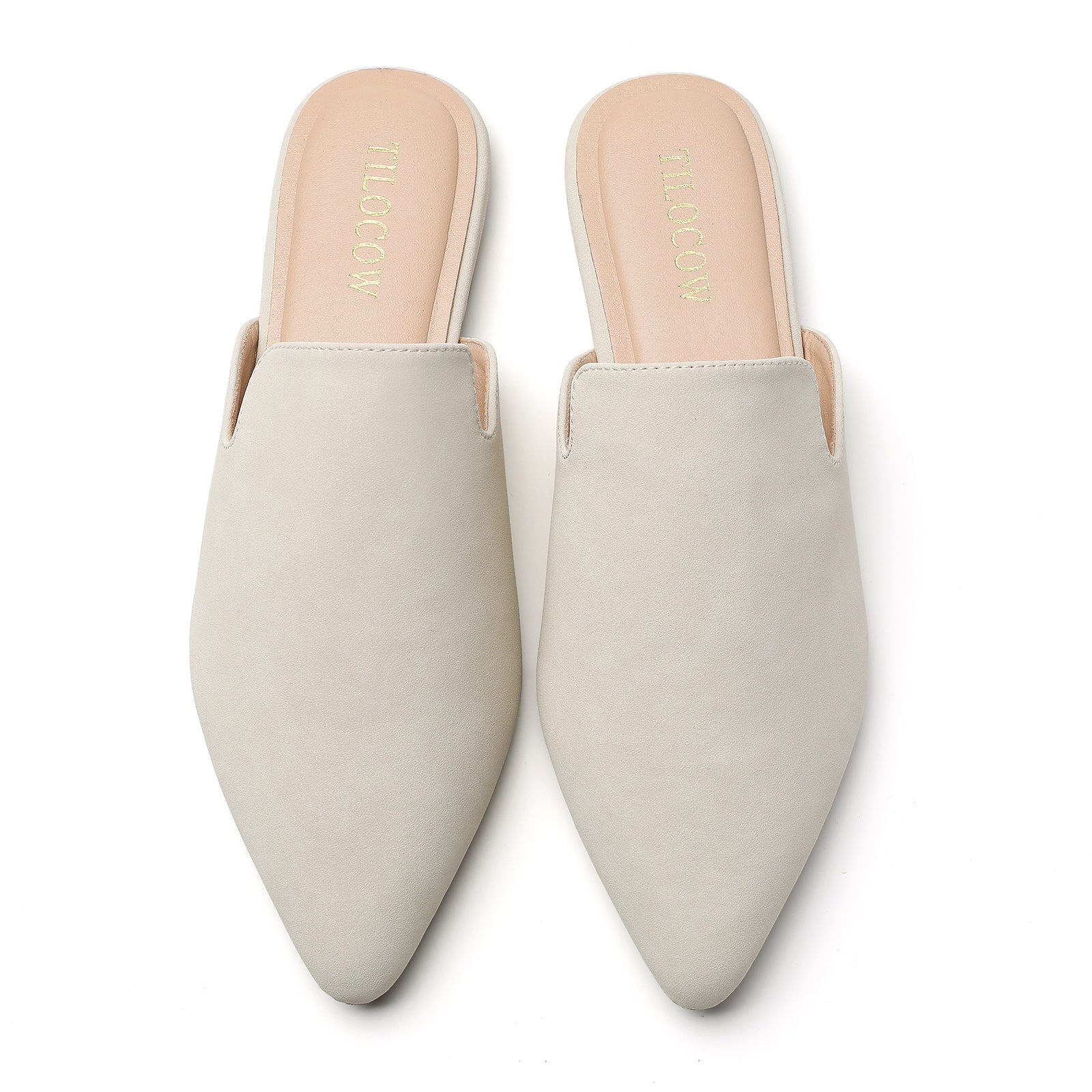TILOCOW WOMEN BEIGE FLAT MULES