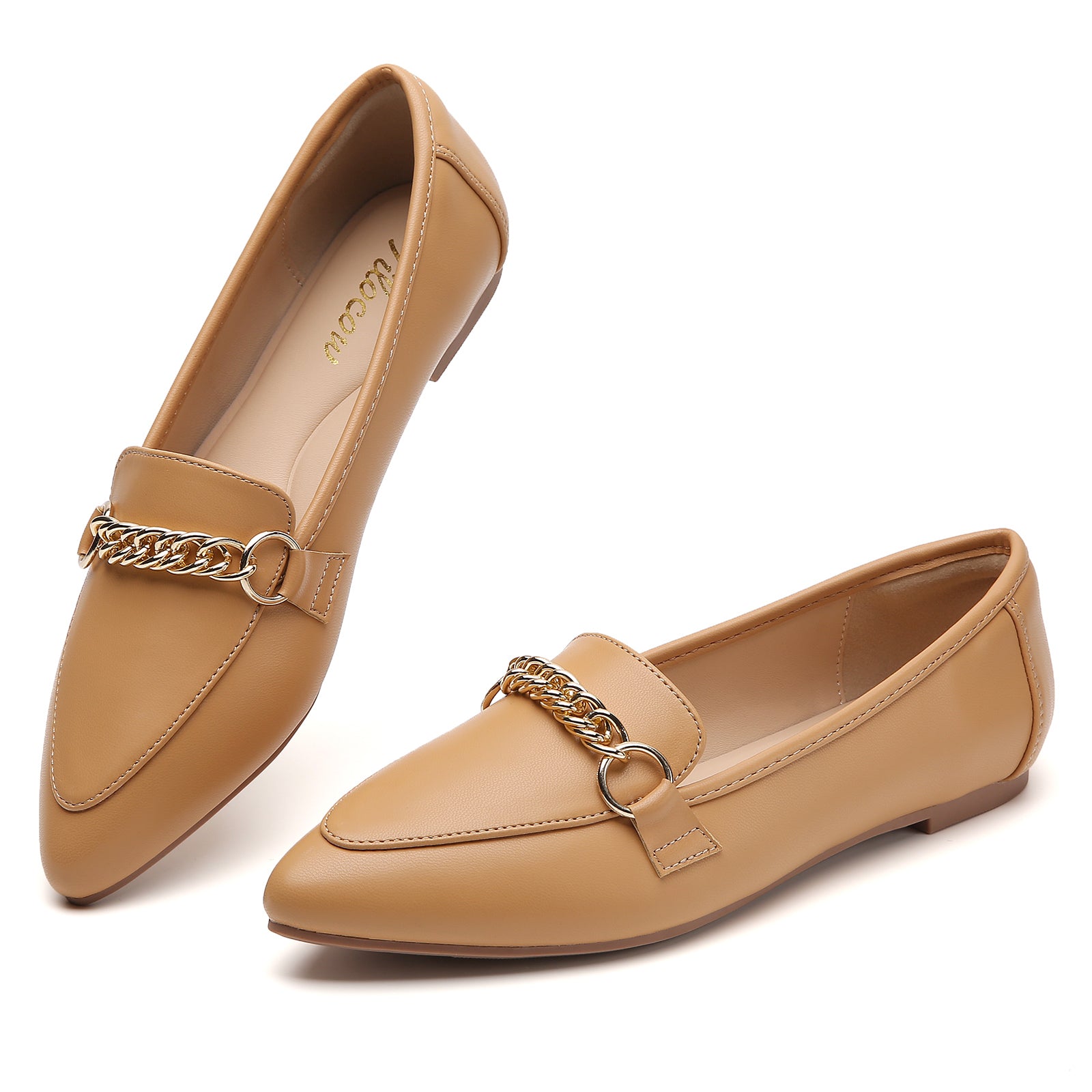 TILOCOW WOMEN PU BROWN FLAT LOAFERS