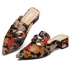 TILOCOW WOMEN FLORAL HEELED MULES