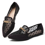 TILOCOW WOMEN BLACK LACE FLAT LOAFERS