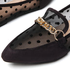 TILOCOW WOMEN BLACK LACE FLAT LOAFERS