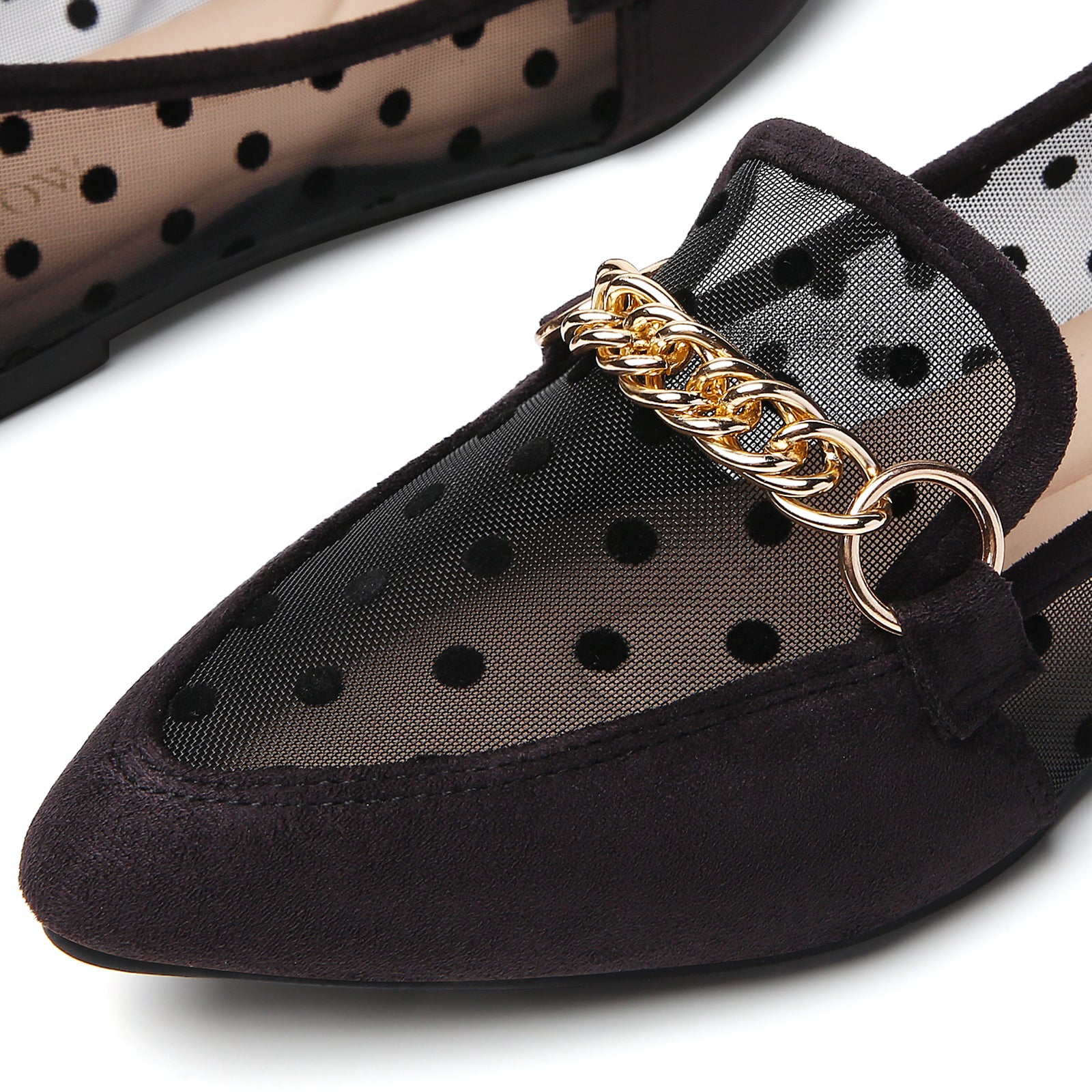 TILOCOW WOMEN BLACK LACE FLAT LOAFERS