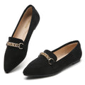 TILOCOW WOMEN SUEDE BLACK FLAT LOAFERS