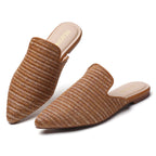 TILOCOW WOMEN BROWN WOVEN FLAT MULES