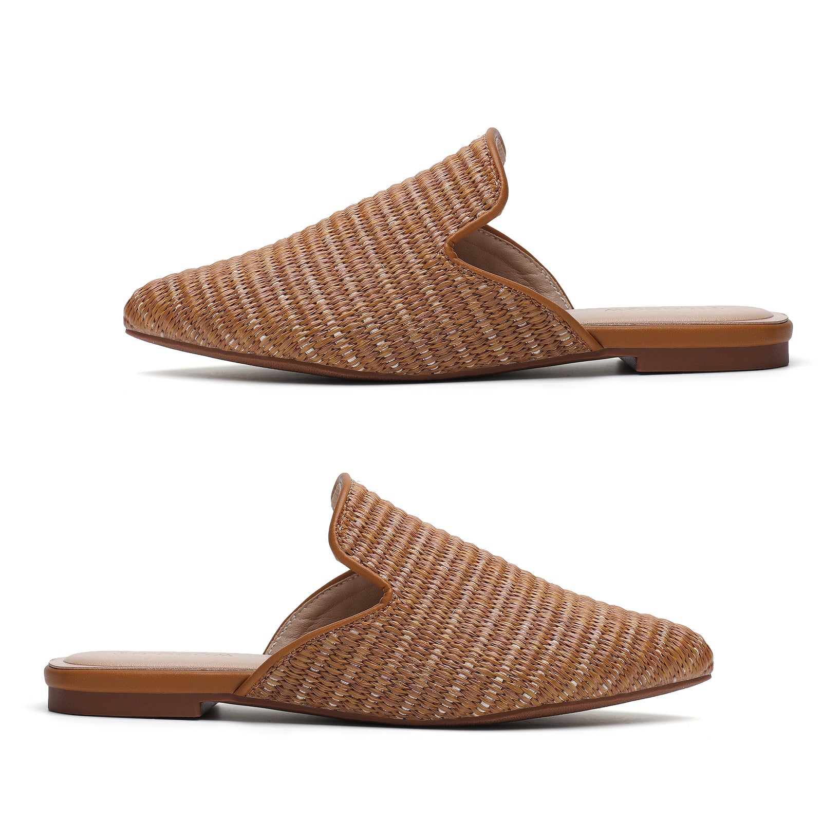 TILOCOW WOMEN BROWN WOVEN FLAT MULES
