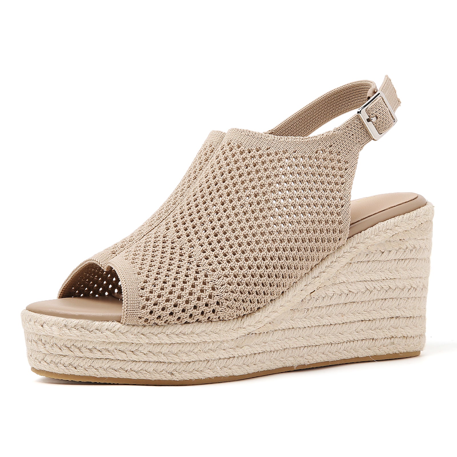 TILOCOW WOMEN  BEIGE HOLLOW WEDGE ESPAADRILLES