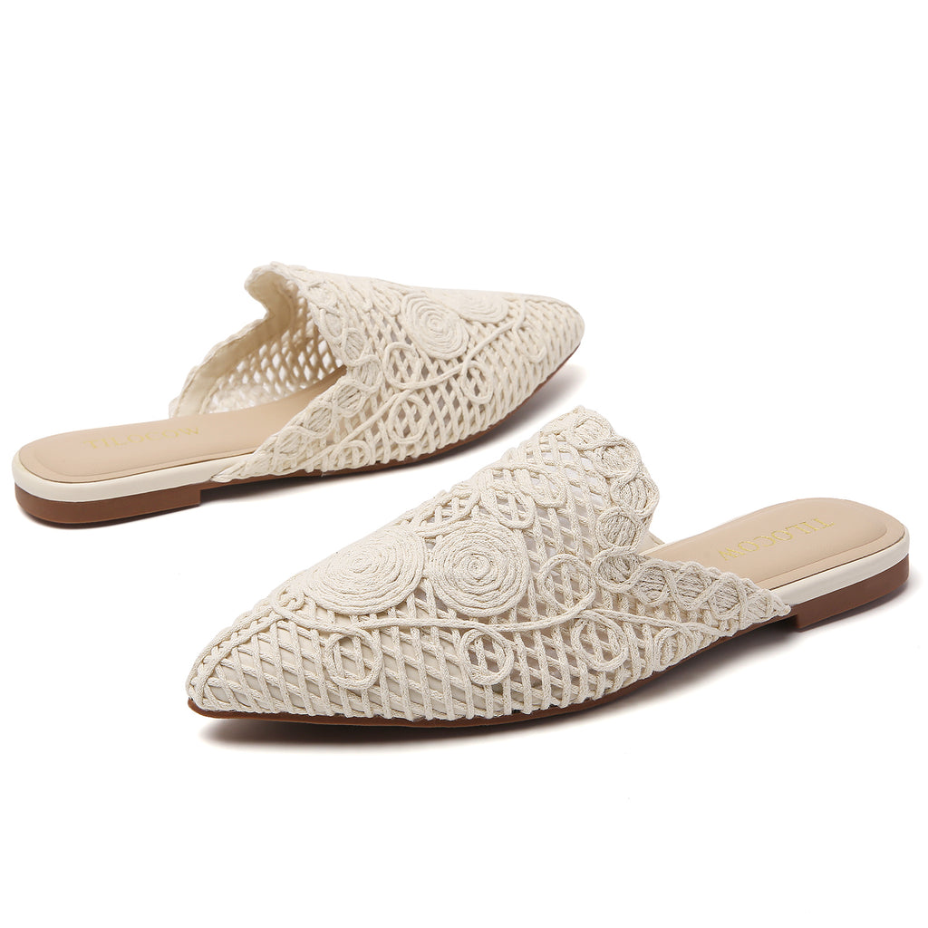 TILOCOW WOMEN LINE FLORAL FLAT MULES