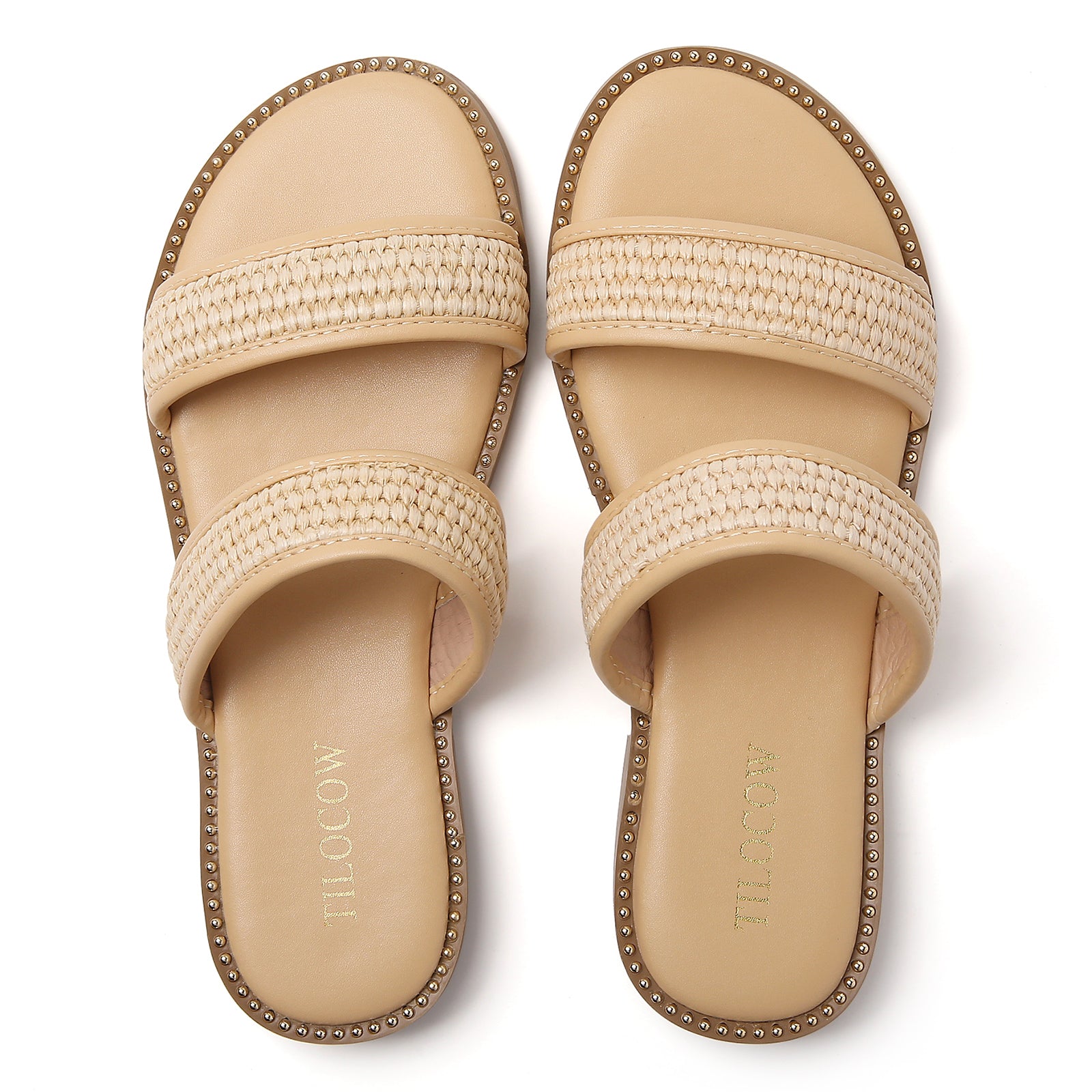 TILOCOW WOMEN HEMP ROPE BEIGE SANDALS