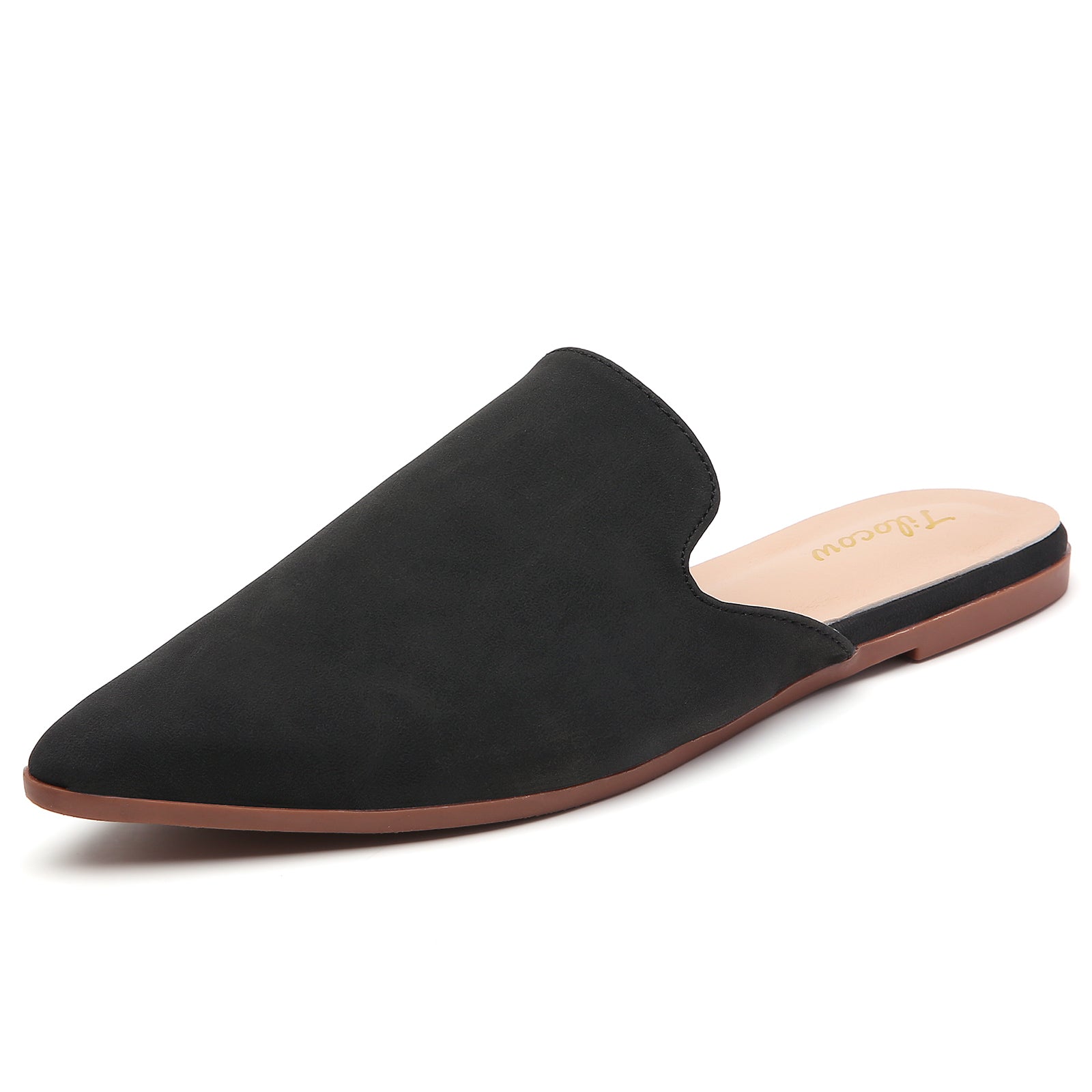 TILOCOW WOMEN BLACK SUEDE FLAT MULES