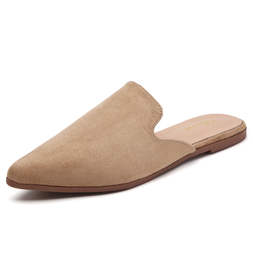 TILOCOW WOMEN BROWN SUEDE FLAT MULES