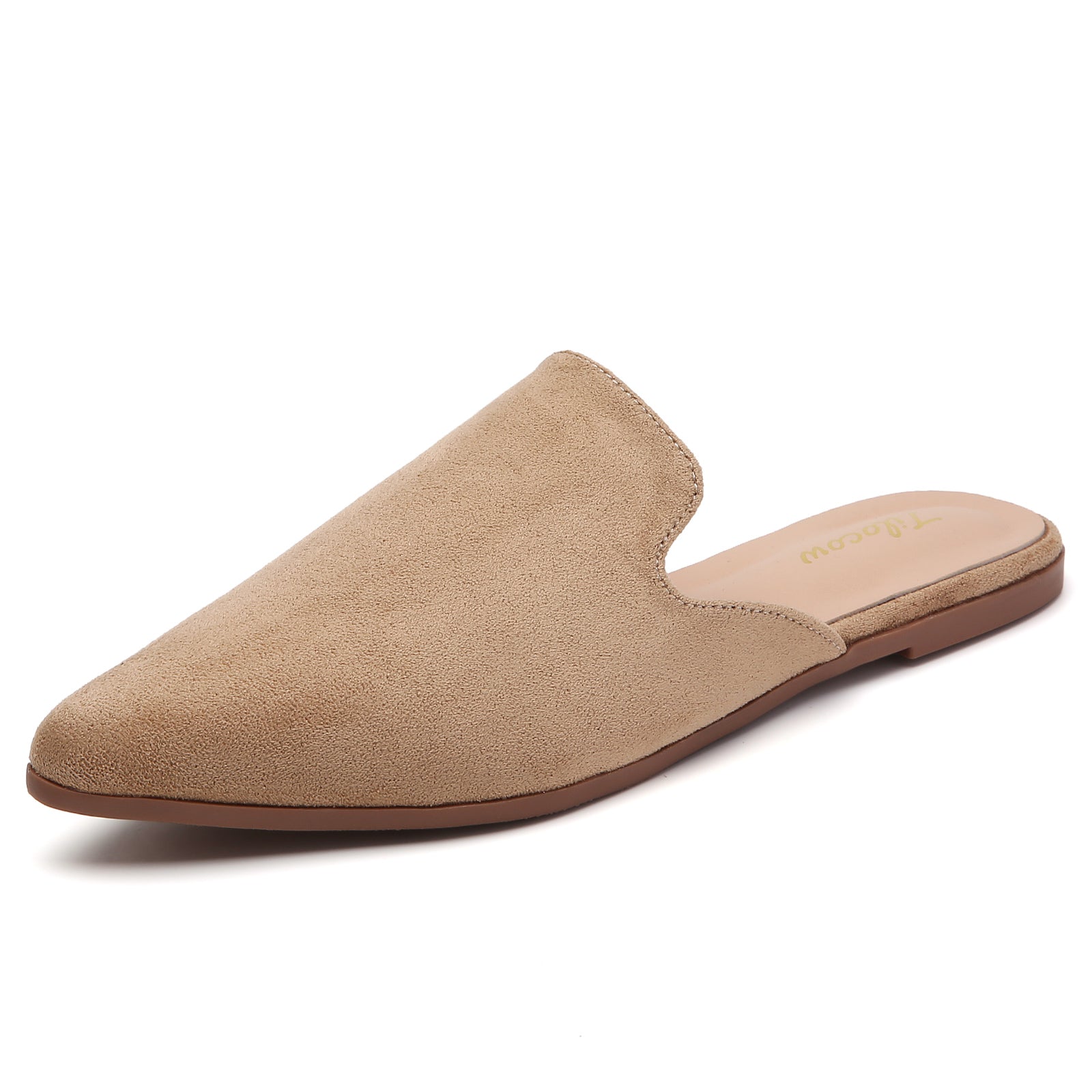 TILOCOW WOMEN BROWN SUEDE FLAT MULES
