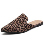 TILOCOW WOMEN LEOPARD SUEDE FLAT MULES