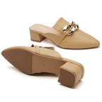 TILOCOW WOMEN BROWN HEELED MULES