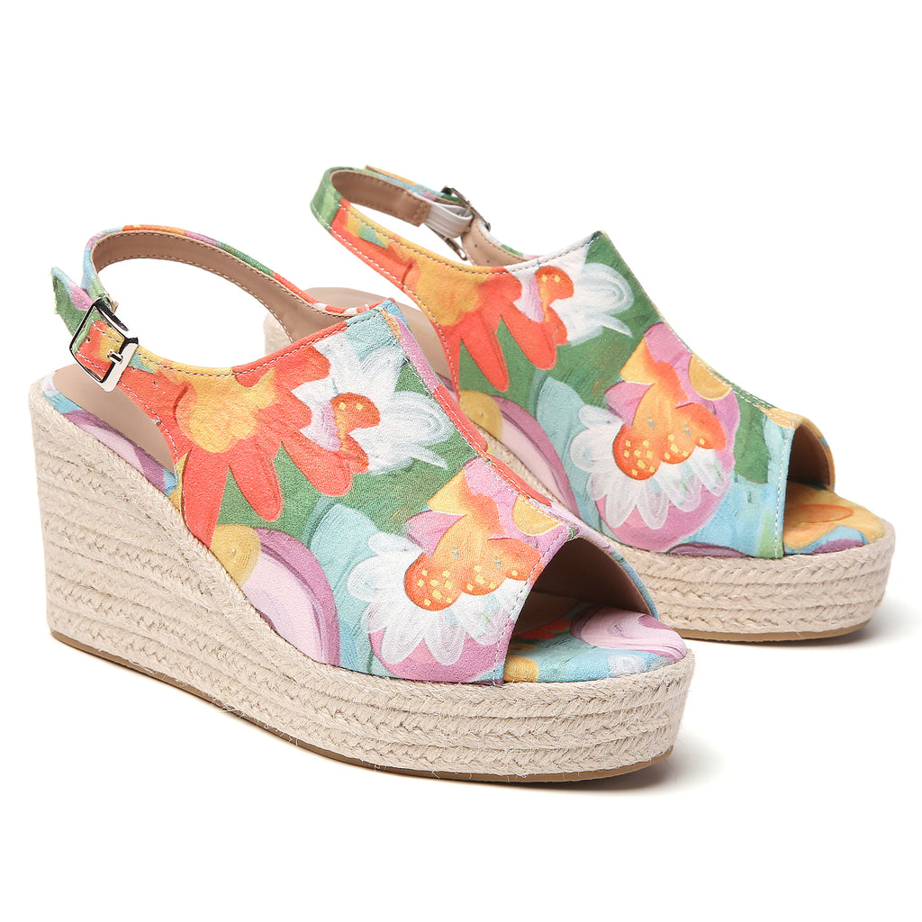 TILOCOW GREEN FLORAL WEDGE ESPAADRILLES