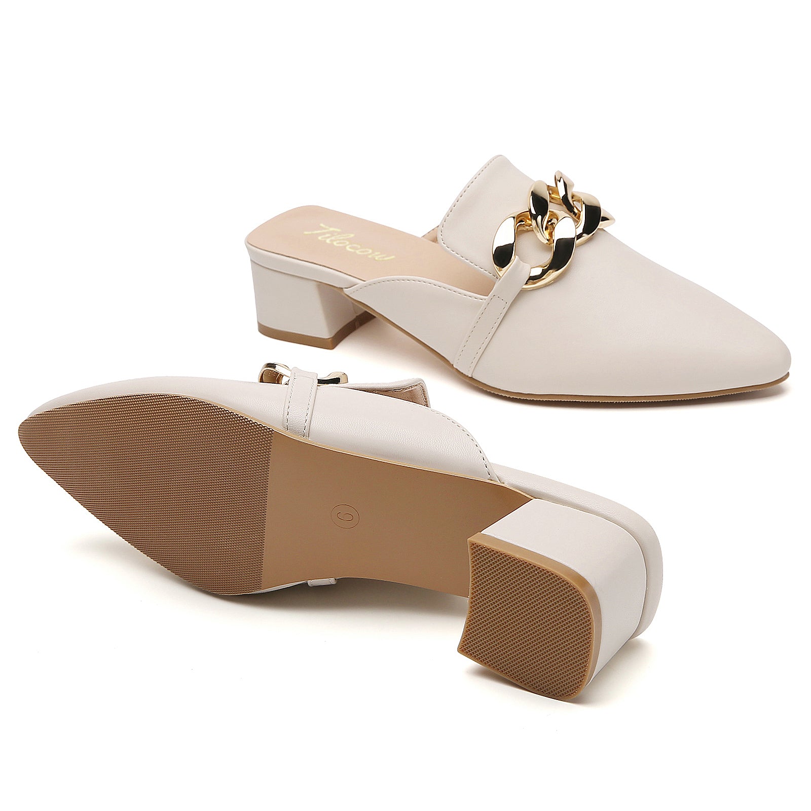 TILOCOW WOMEN WHITE HEELED MULES