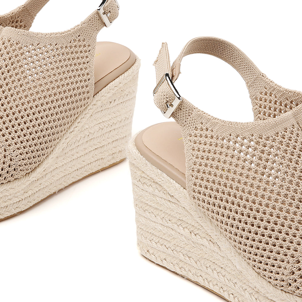 TILOCOW WOMEN  BEIGE HOLLOW WEDGE ESPAADRILLES