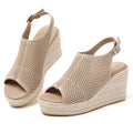 TILOCOW WOMEN  BEIGE HOLLOW WEDGE ESPAADRILLES