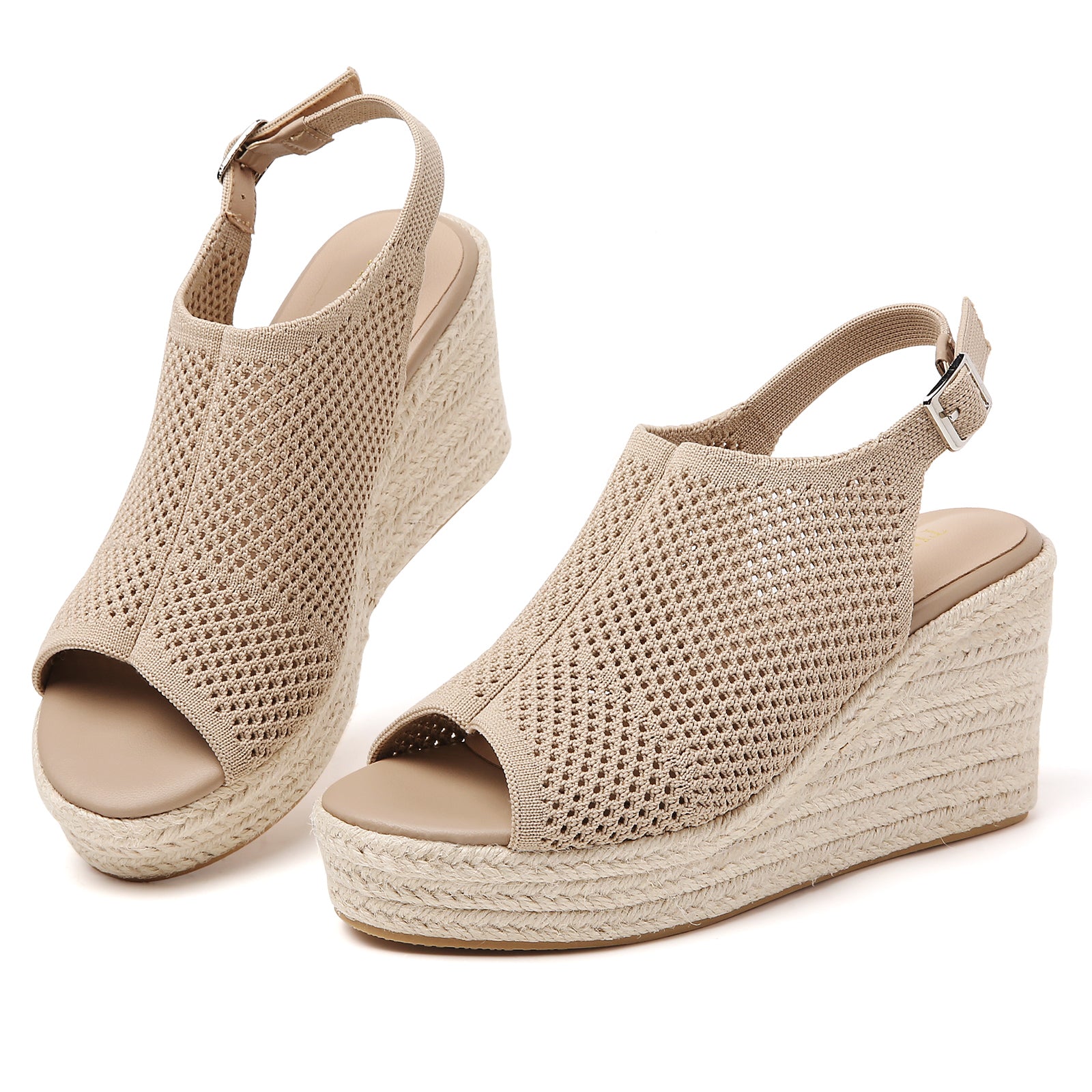 TILOCOW WOMEN  BEIGE HOLLOW WEDGE ESPAADRILLES