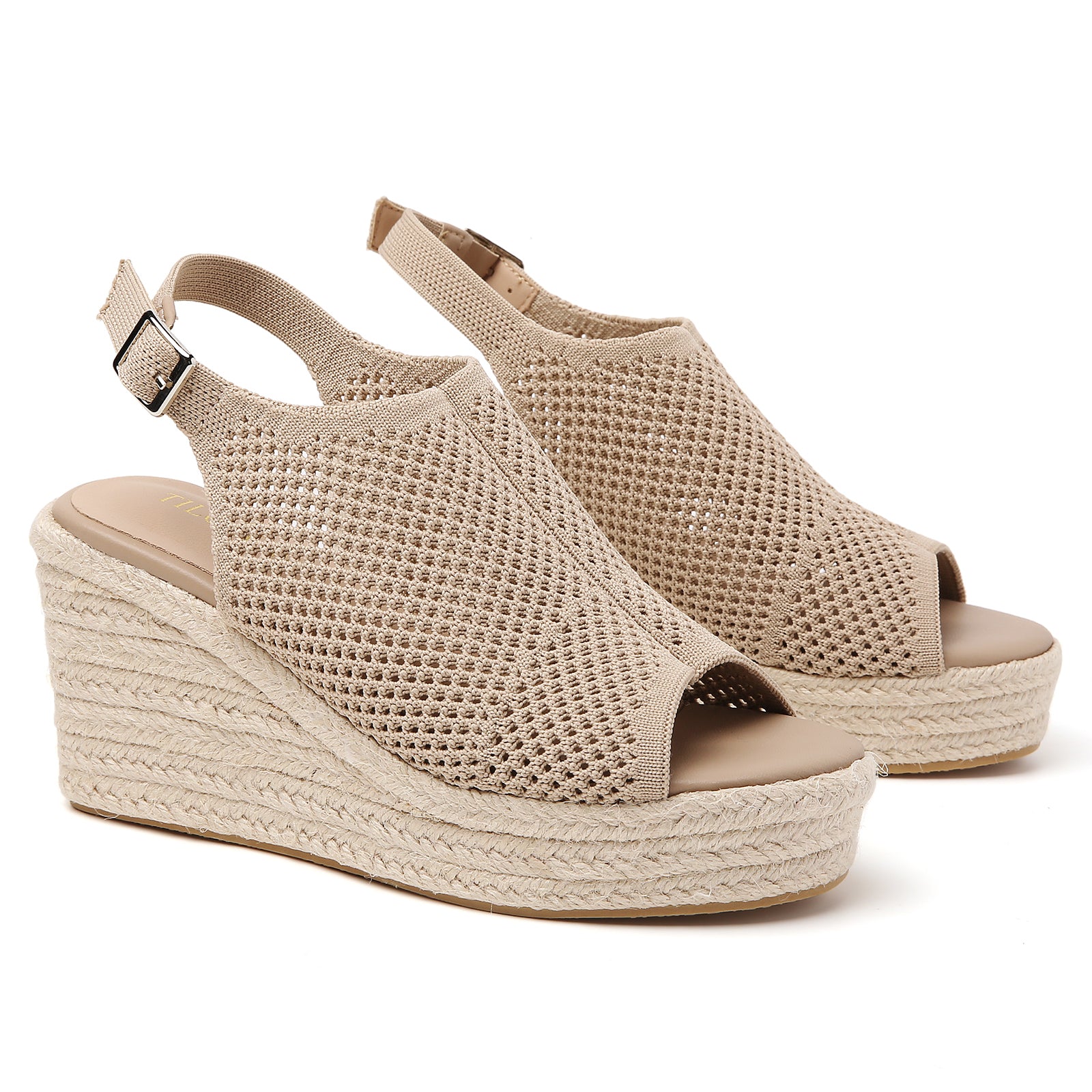 TILOCOW WOMEN  BEIGE HOLLOW WEDGE ESPAADRILLES