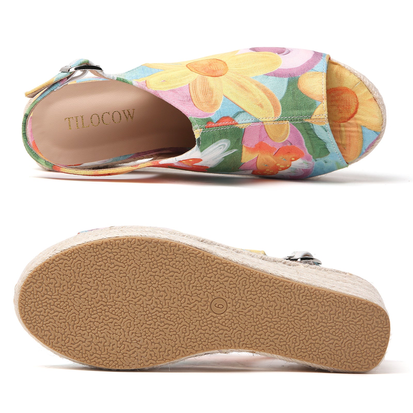 TILOCOW GREEN FLORAL WEDGE ESPAADRILLES