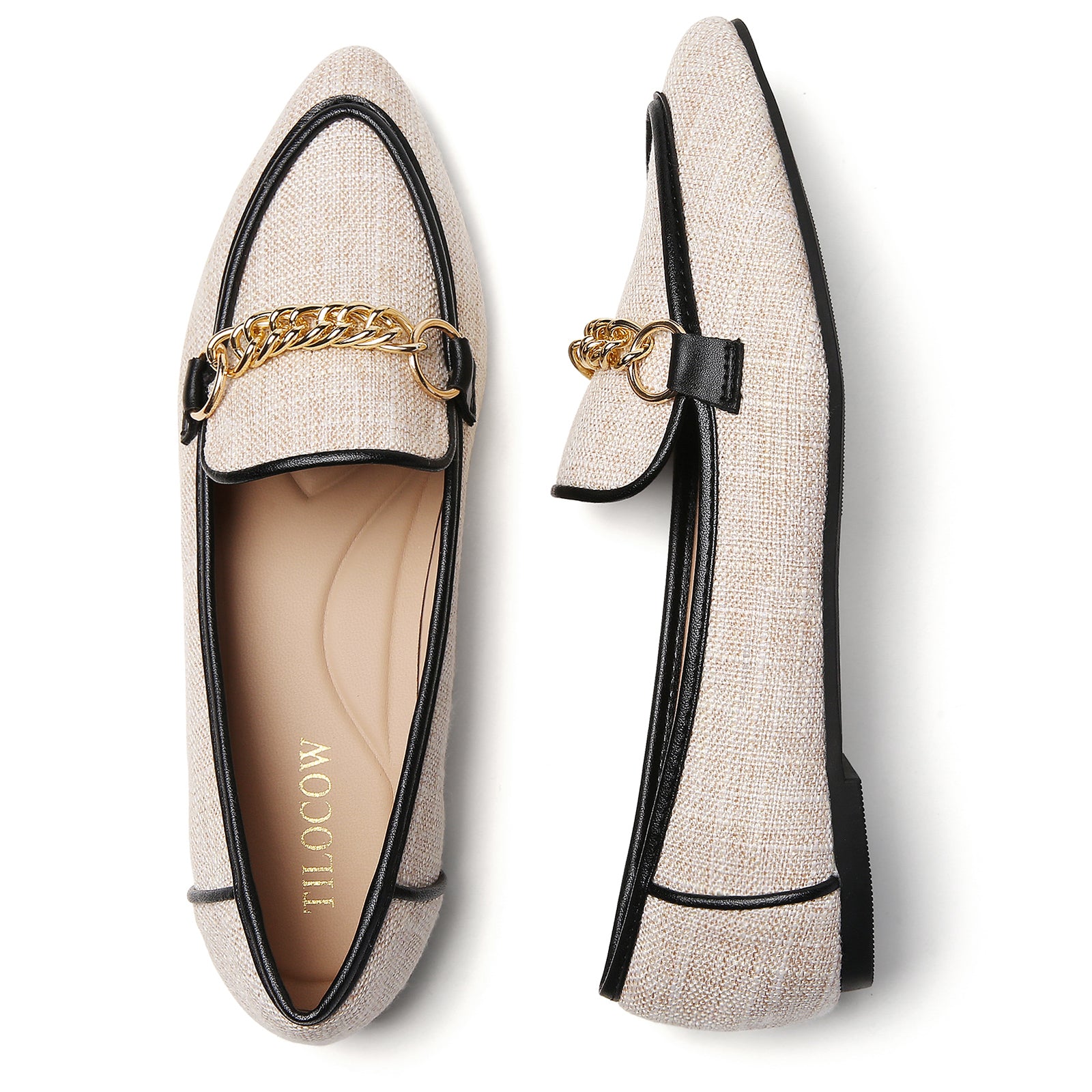 TILOCOW WOMEN BINDING LINEN FLAT LOAFERS