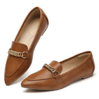 TILOCOW WOMEN DARK BROWN FLAT LOAFERS