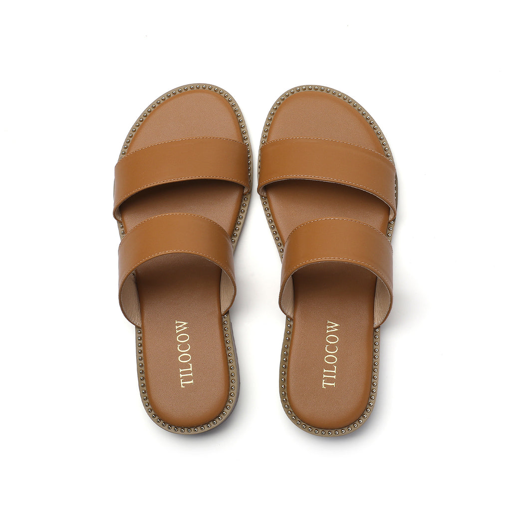 TILOCOW WOMEN LIGHT BROWN SANDALS