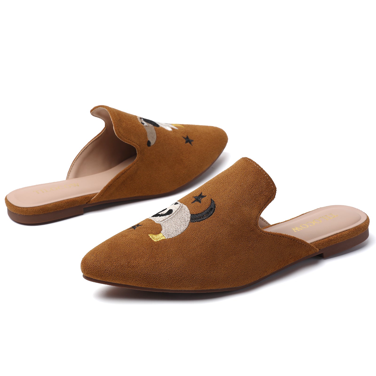 TILOCOW WOMEN BROWN DOG FLAT MULES