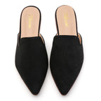 TILOCOW WOMEN BLACK SUEDE FLAT MULES