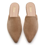 TILOCOW WOMEN BROWN SUEDE FLAT MULES