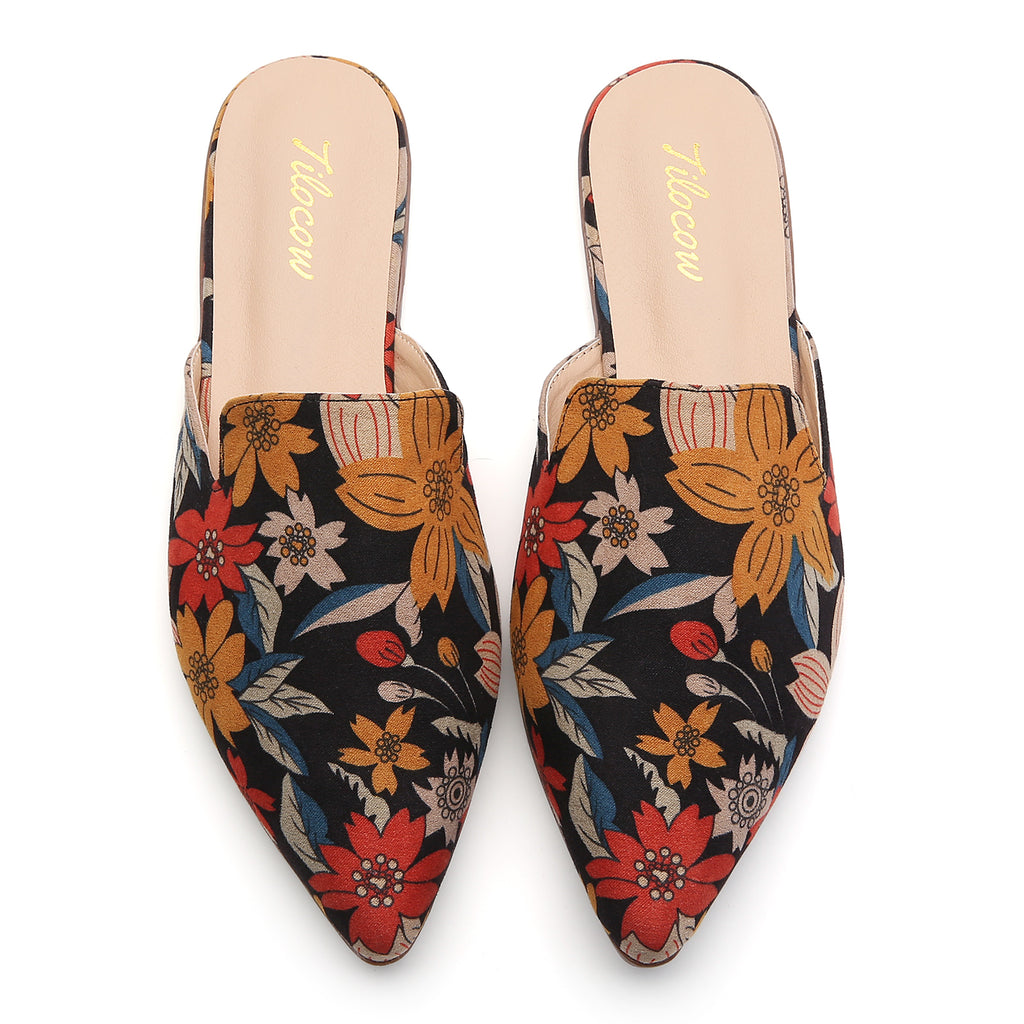 TILOCOW WOMEN FLORAL FLAT MULES