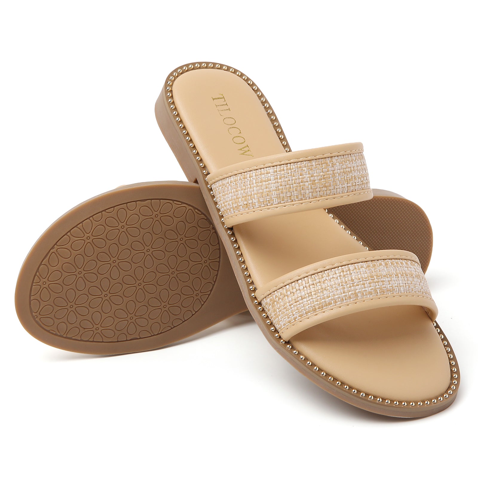 TILOCOW WOMEN LINEN BEIGE SANDALS