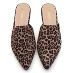 TILOCOW WOMEN LEOPARD SUEDE FLAT MULES