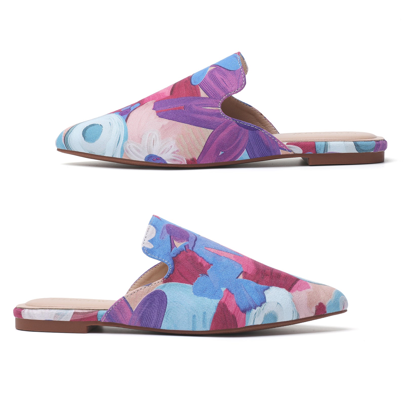 TILOCOW WOMEN PURPLE FLORAL FLAT MULES