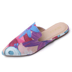 TILOCOW WOMEN PURPLE FLORAL FLAT MULES