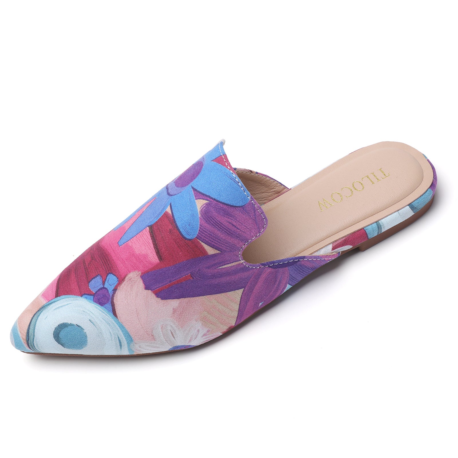 TILOCOW WOMEN PURPLE FLORAL FLAT MULES