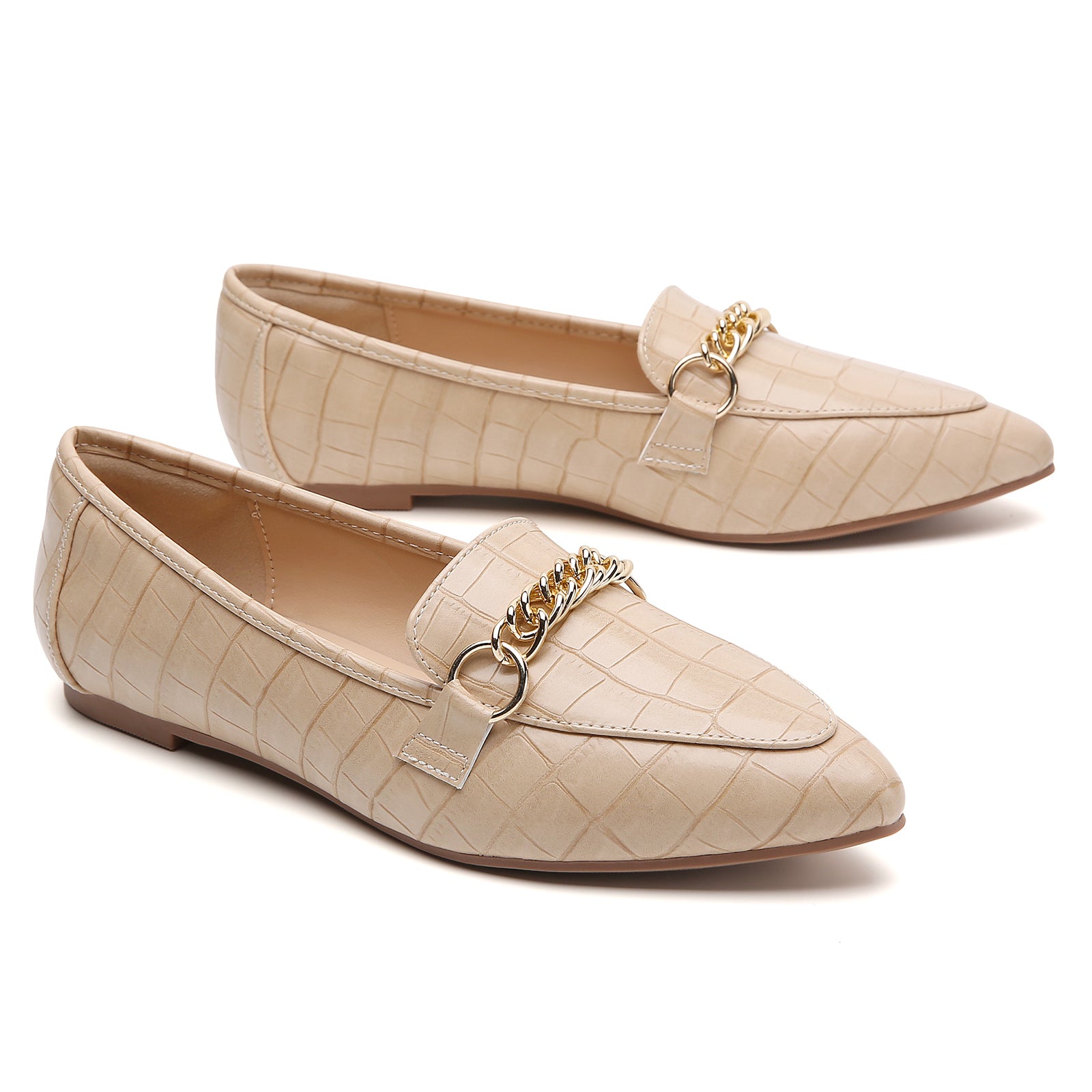 TILOCOW WOMEN STONE KHAKI FLAT LOAFERS