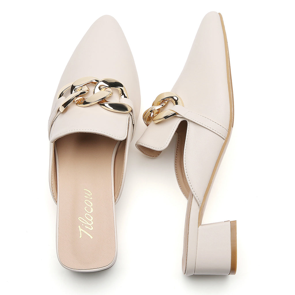 TILOCOW WOMEN WHITE HEELED MULES