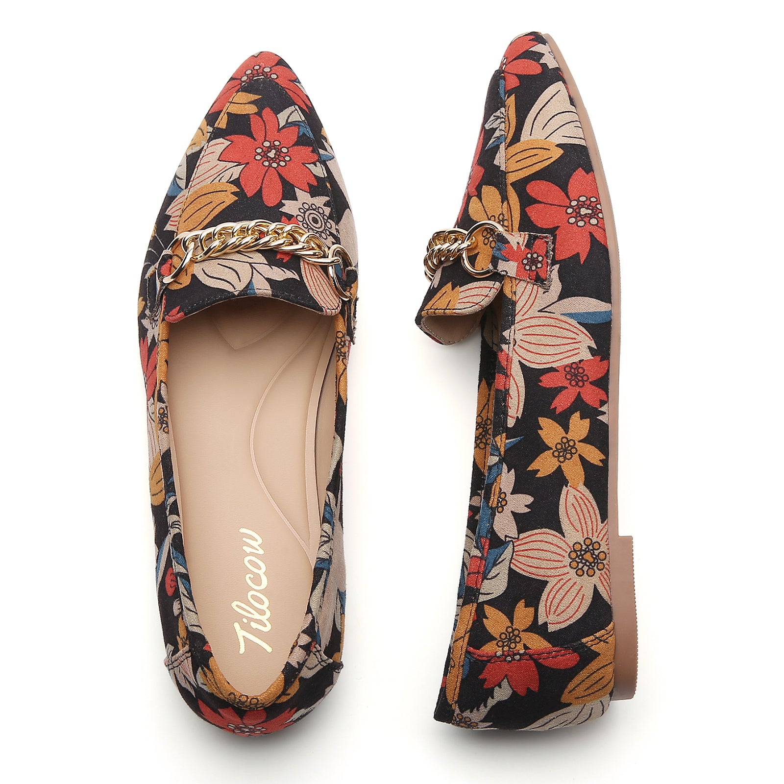 TILOCOW WOMEN FLORAL FLAT LOAFERS