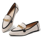 TILOCOW WOMEN BINDING LINEN FLAT LOAFERS