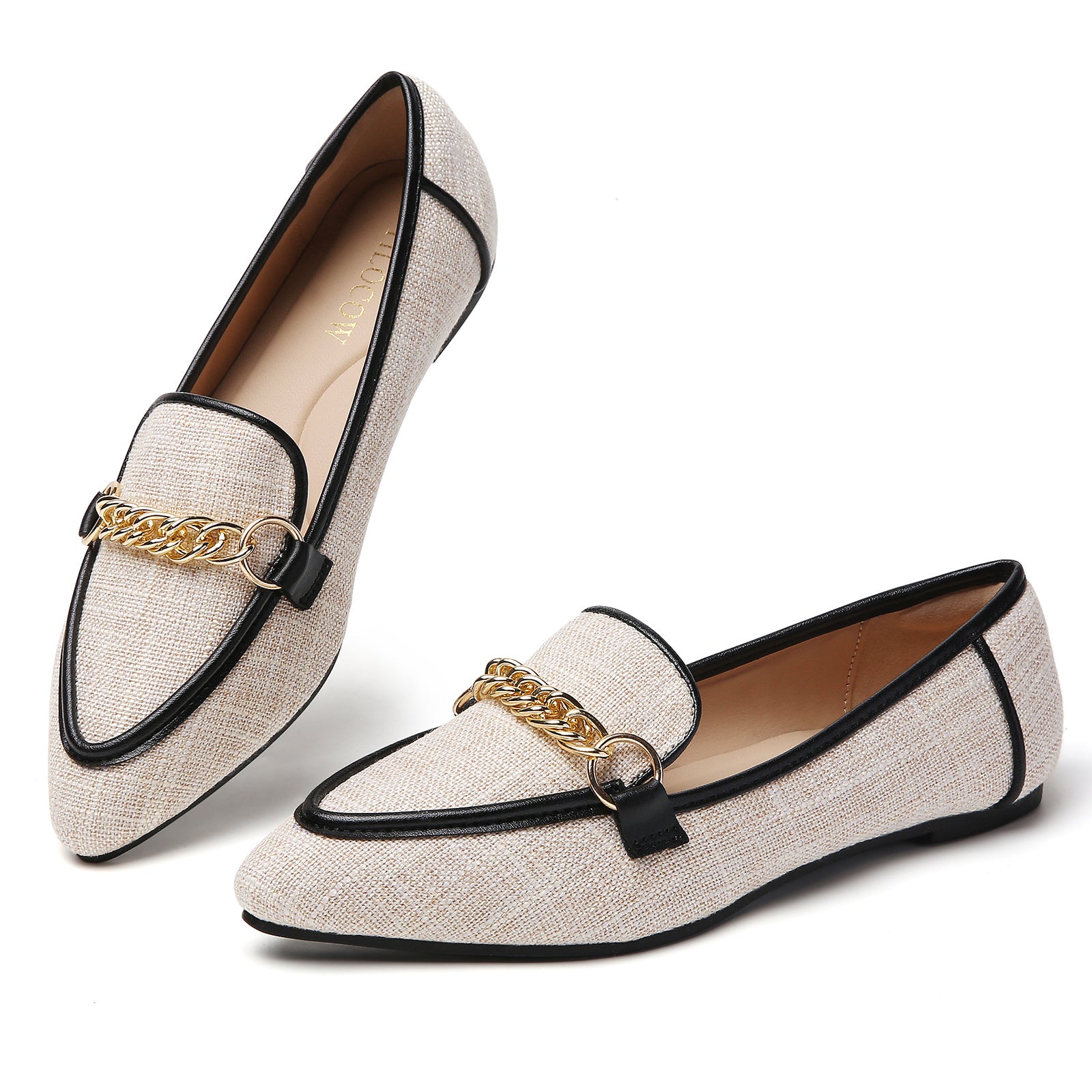 TILOCOW WOMEN BINDING LINEN FLAT LOAFERS