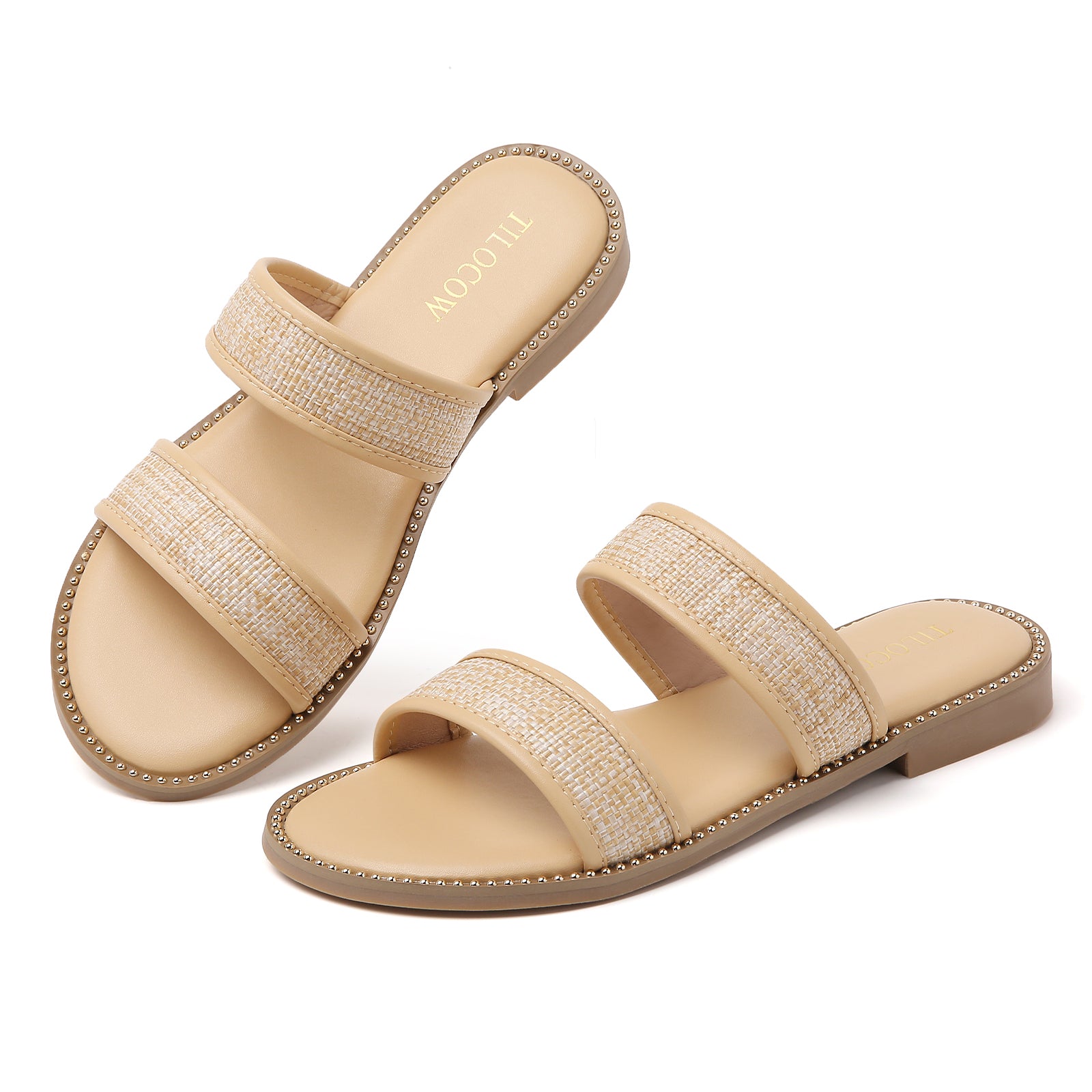TILOCOW WOMEN LINEN BEIGE SANDALS