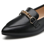 TILOCOW WOMEN PU BLACK FLAT LOAFERS
