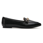 TILOCOW WOMEN PU BLACK FLAT LOAFERS