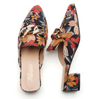 TILOCOW WOMEN FLORAL HEELED MULES