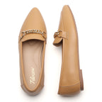 TILOCOW WOMEN PU BROWN FLAT LOAFERS